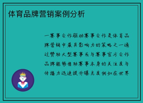 体育品牌营销案例分析